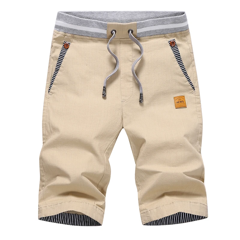 2024 Summer Casual Shorts Men Cotton Cargo Shorts Elastic Waist Drawstring Beach Board Shorts M-4XL Plus size Drop Shipping 4
