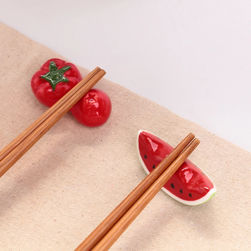 

Watermelon Tomato Ceramic Chopsticks Holder Pen Holder Cute Fruit And Vegetable Display