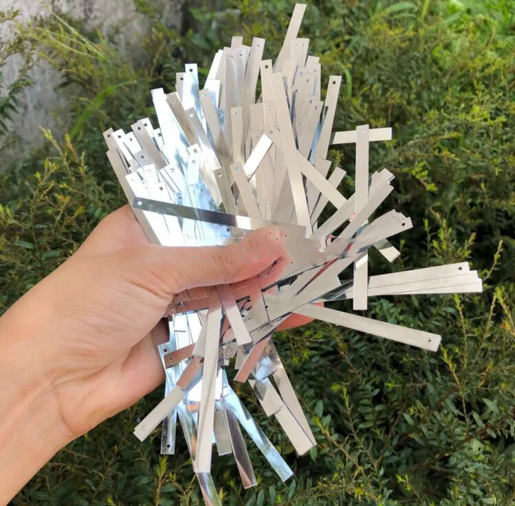 silver ПЭТ охрана окружающей среды 5*75 мм цвета: золотистый, серебристый Красный, черный, синий цвет русалка с кисточками одежда для шоу, прямоугольник длиной 1-hole пайетки A0182L - Цвет: silver