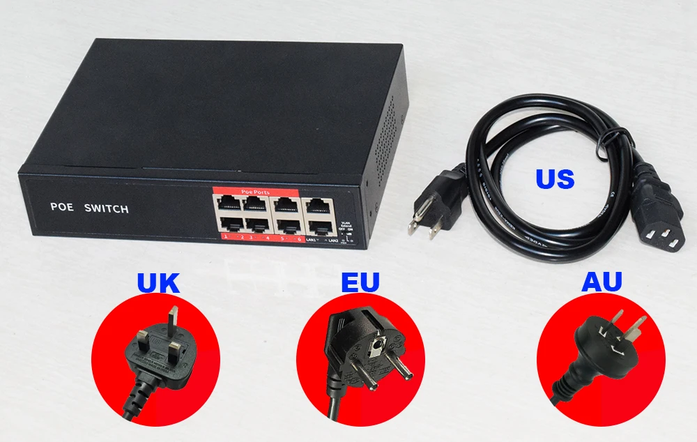 6 портов 48 в 90 Вт переключатель Ethernet IEEE802.3at/af POE коммутатор 8 портов 6CH 8CH для PTZ IP камеры Esunstar
