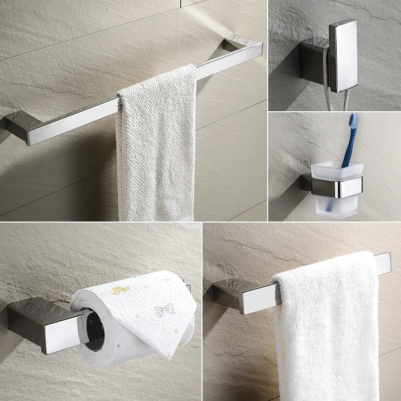 

Bathroom Hardware Set Accessories Chrome Shelf Robe Hook Hanger Towel Rail Bar Rack Tissue Paper Holder Toothbrush