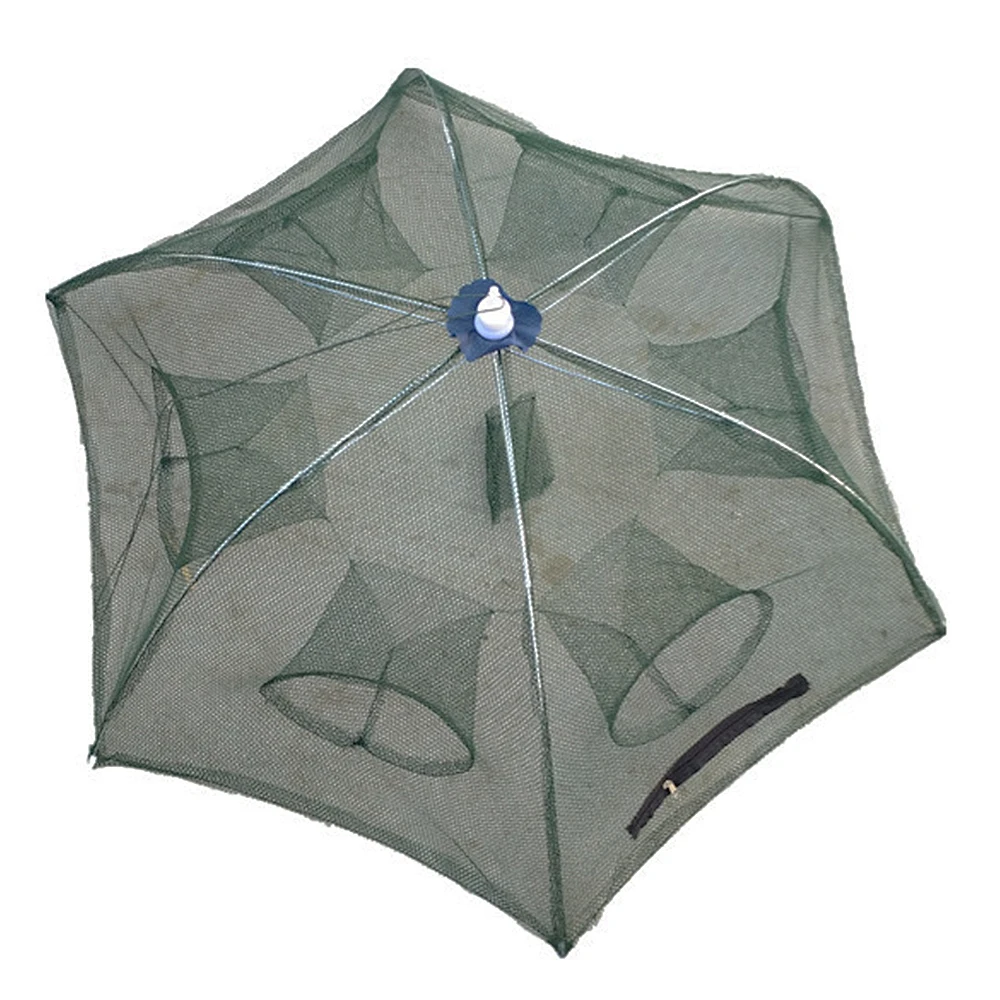 

Fishing Net 6 Holes Folding Fishnet Shrimp Cage Green Fish Line Fishing Cage Crawfish