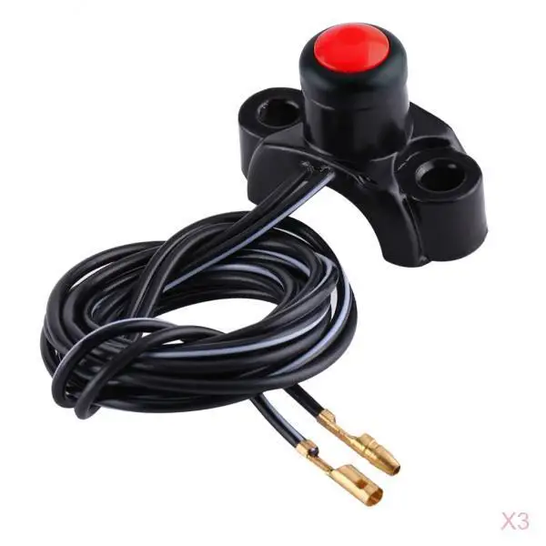 3xEngine Kill Stop Start Button Switch for ATV 7/8' Handlebar Red