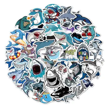 

Pack of 50Pcs Wholesale Shark Cartoon Graffiti Stickers Waterproof No-duplicate sticker For Skateboard Bottle Laptop Decals