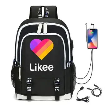 

Likee Backpack For Teenage Usb Charging Travel Laptop Bookbag "LIKEE 1 (Like Video)" Laptop Russian Styles School Bags For Girls