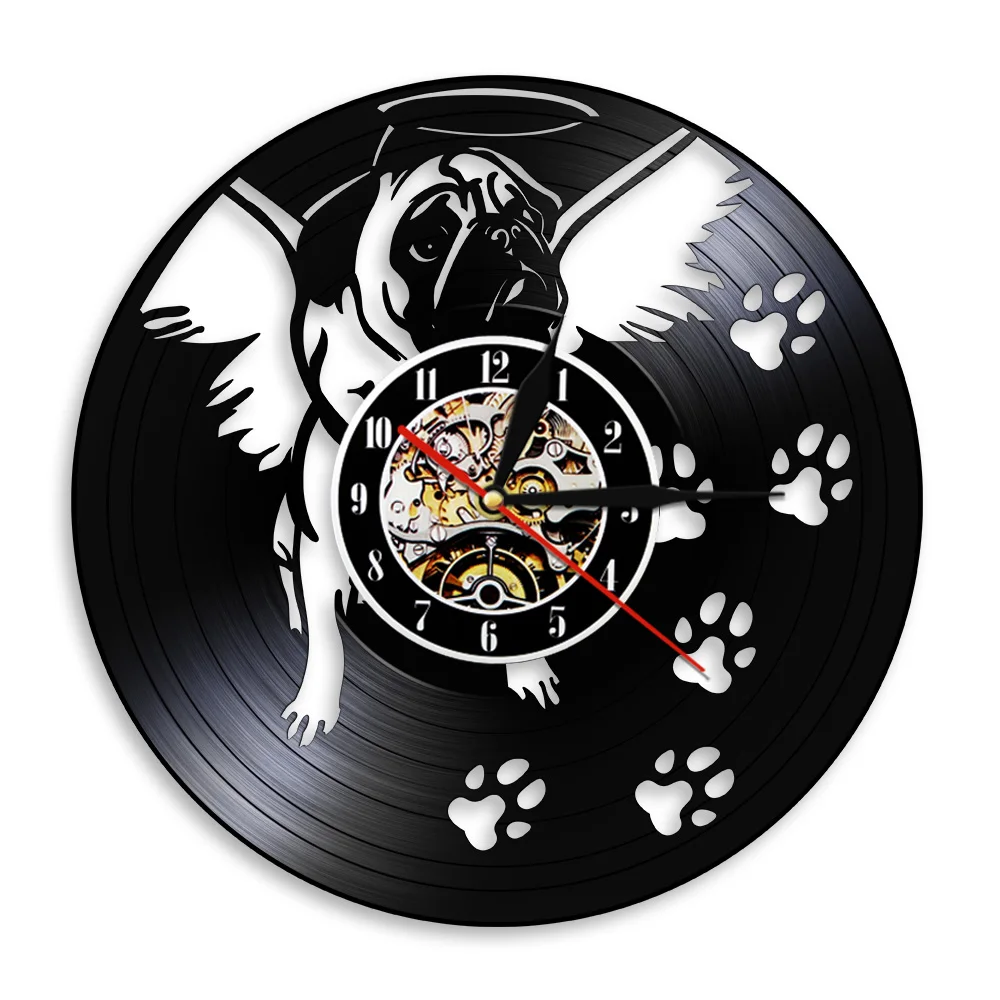 Pug Dog Vinyl Record Wall Clock Dogg Puppy English Bulldog Decorative