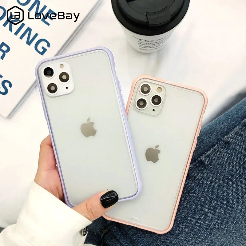 Lovebay Clear Candy Color Phone Case For iPhone 7 8 6 6s Plus 11 Pro X XR XS Max Transparent Acrylic Matte Hard Cases Back Cover