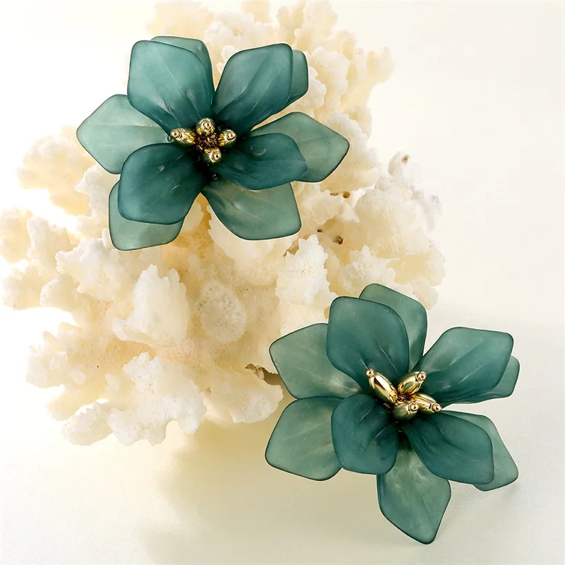 IPARAM 2019 Korean Geometric Flower Stud Earrings for Women New Design Elegant Acrylic Trend Brinco Fashion Jewelry | Украшения и