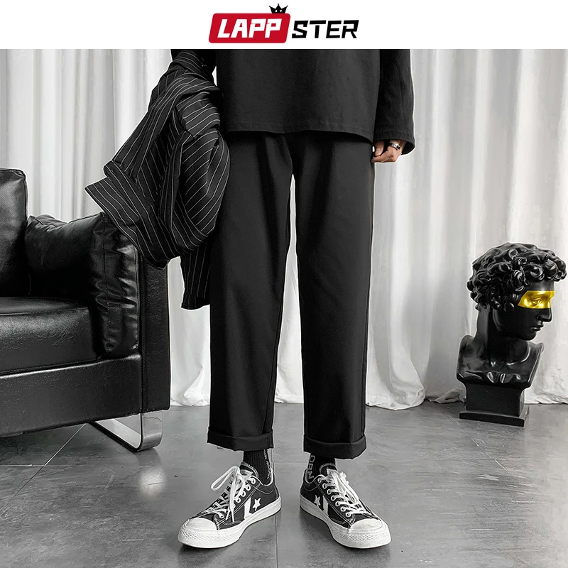 LAPPSTER Mens Black Korean Harem Pants 2020 Japanese Streetwear Joggers Harajuku Sweatpants Hip Hop Casual Trousers Plus Size