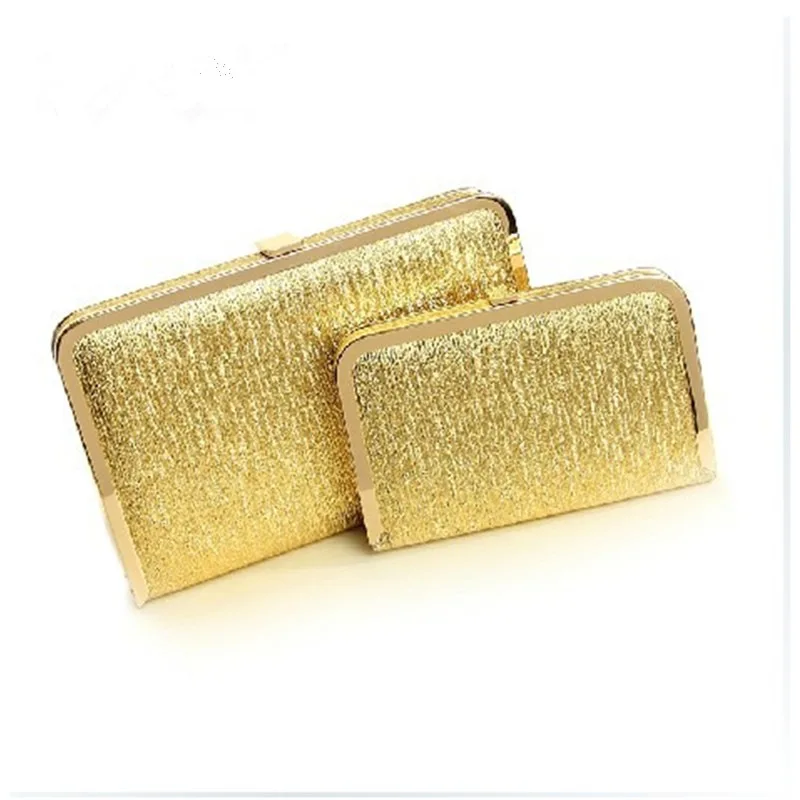 

2016 Korean-style New Style Evening Bag Fashion Square Bag with Chain Cool GIRL'S Metal Square Buckle Bag Aluminum Foil Gold Box
