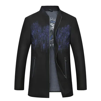 

Plus size 10XL 8XL Autumn Men Vintage Coat Fashion Stand Collar Men Long Overcoat Casual Plus Size Outwear Men Slim Long Jacket