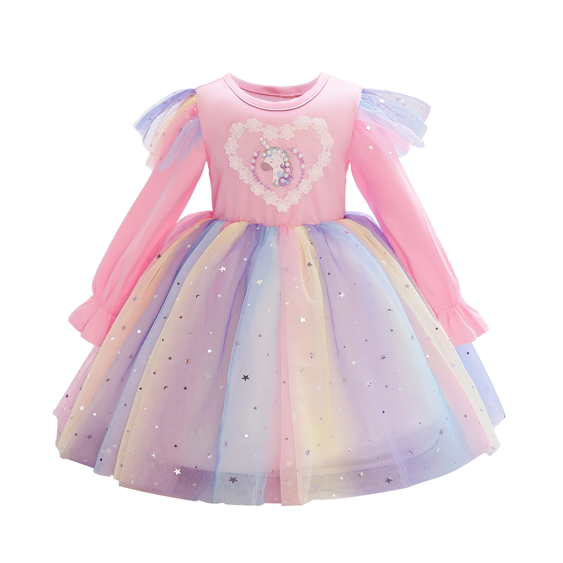LZH vestido de unicornio de manga larga para niños, ropa de princesa de  lentejuelas de arcoíris para niñas, vestido de fiesta de noche de 4, 5, 6,  7, 8 años| | - AliExpress