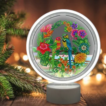 

5D DIY Special Shape Diamond Painting Cross Stitch Couple Birds LED Light DIY Mosaic Diamond Embroidery Home Decoration Lamp