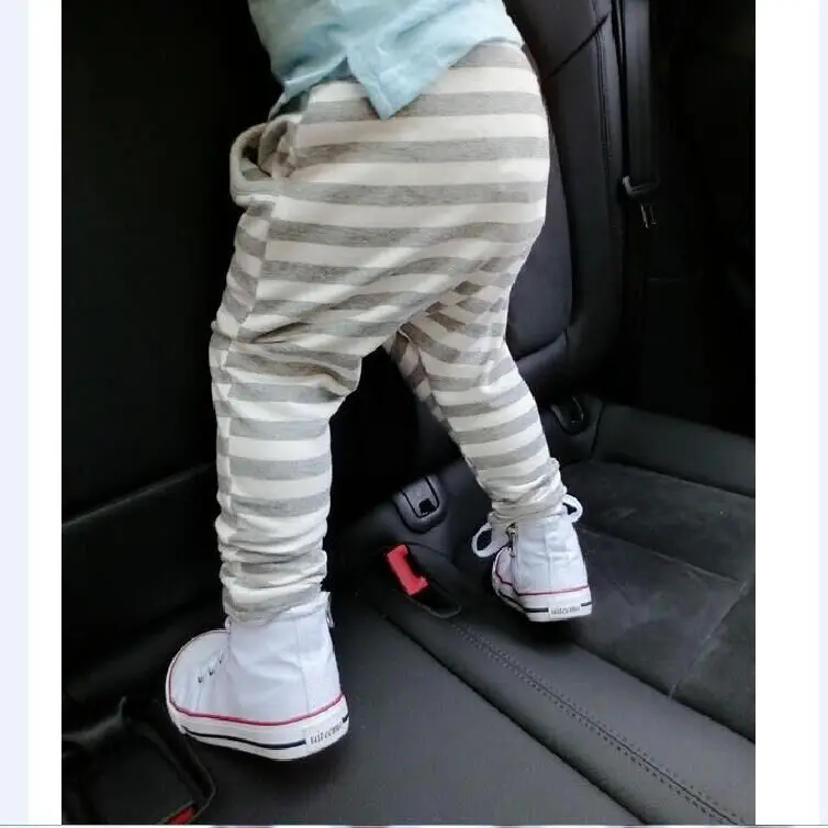 Spring And Autumn New Style Crawler Children Deep Crotch Pure Cotton Striped Pants Harem Pants Trousers Large Bottom-Flare