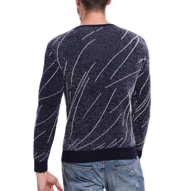 DIHOPE Men s Long Sleeve Crew Neck Sweater Male Spring Autumn Print Slim Fit Pullover Warm 4