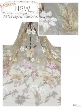 

Pink 2020 New Design African Lace Fabric Wholesale French Lace Fabric High Quality Nigerian Tulle Sequins Lace Fabric CJB002