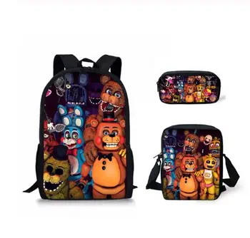 

Cartoon 3PCs/set School Bag Set Five Nights At Freddys Design Primary Students Book Bags Large Shoulder Backpack Set