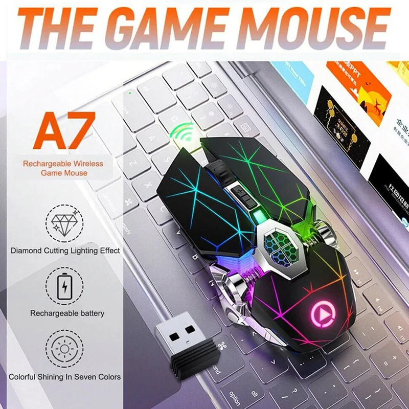 Беспроводная оптическая USB-мышь игровая мышь 7 цветов светодиодный ная подсветка