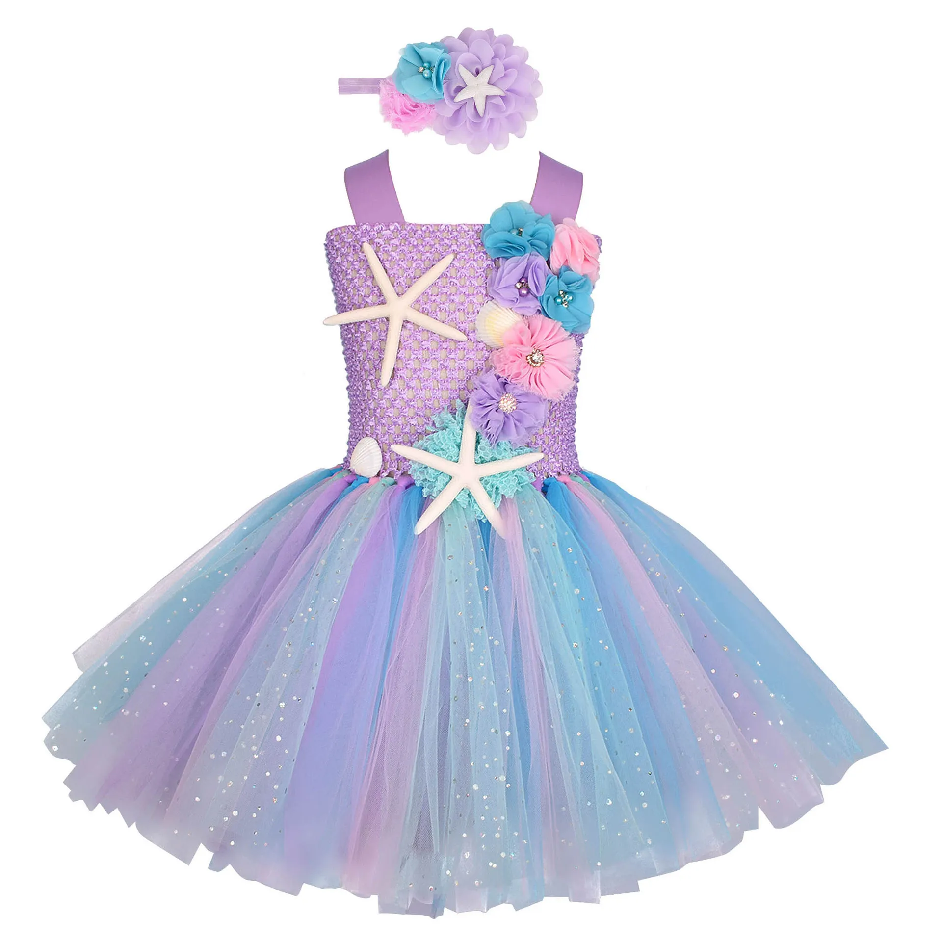 Girls Pastel Ariel Mermaid Tutu Dress 
