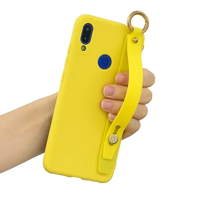 Candy Wrist Strap Hand Band Silicon Case For Redmi 4X 5A 6 6A 7 Go 6 Pro S2 5 Plus 6X Note 4X 5 6 7 8 K20Pro 7A Stand Ring Cover - Цвет: Yellow