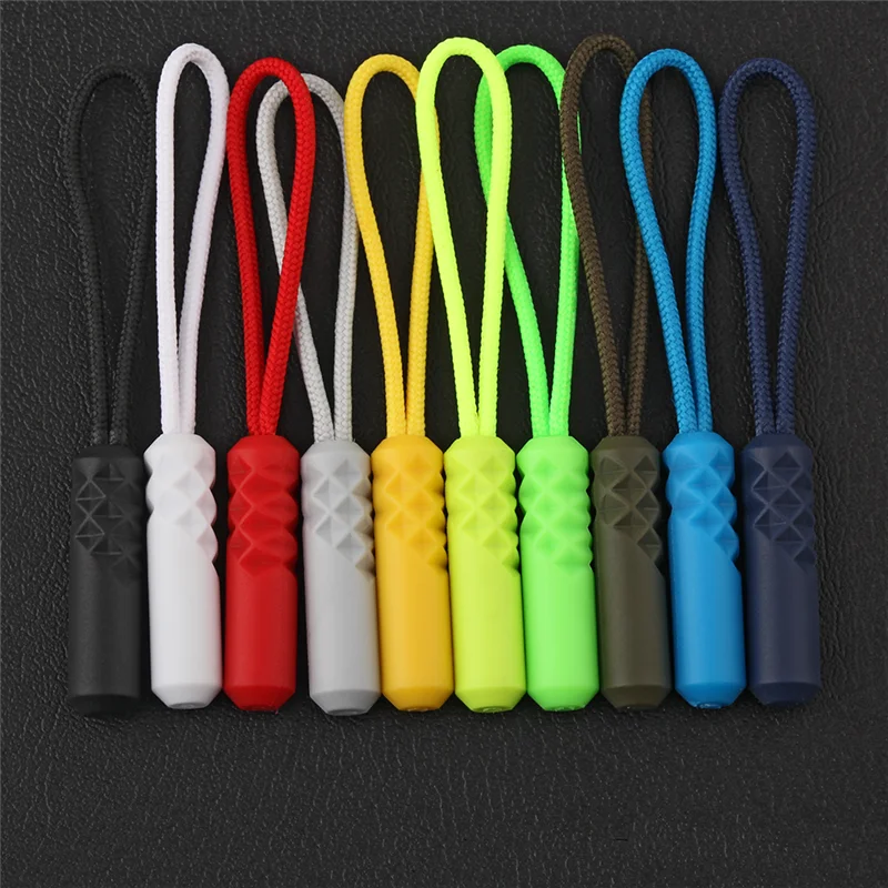 

12 pieces/lot PVC zipper puller suitcase zipper slip rope cylinder detachable clip slider cord for Bags garment accessories