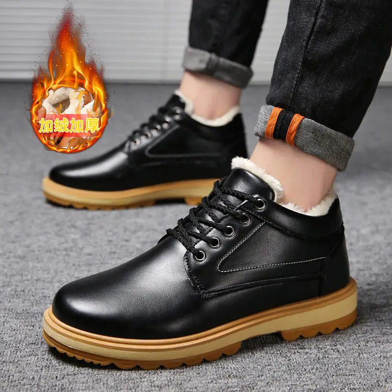 Botas Masculina/мужские ботинки; безопасная обувь из натуральной кожи; высококачественные винтажные зимние ботинки в британском стиле; Зимние Повседневные ботильоны на меху
