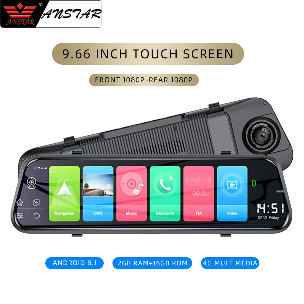 Anstar 9.66\ 4G Car DVR Android 8.1Rearview Mirror 1080P Video Recorder Wifi ADAS GPS Auto Registrar Dash Cam