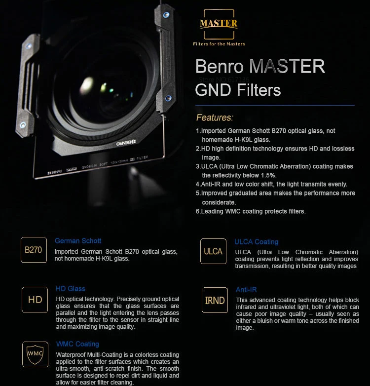 BENRO MAND32K1010 ND фильтр Master 100 мм фильтр квадратный HD Стекло WMC ULCA покрытие фильтры DHL