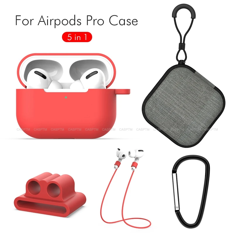 Чехол для наушников AirPods Pro 5 в 1 Мягкий защитный чехол из ТПУ насадки ремешок