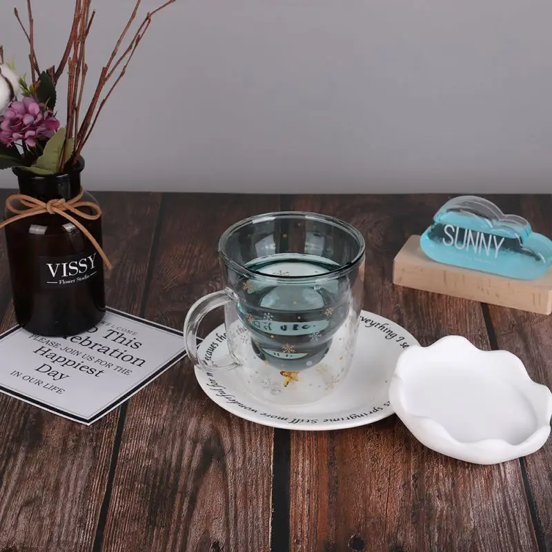 300 мл Рождественская елка двухслойная стеклянная кружка теплоизоляционная Ручка чашка стойкое молоко чай кофе чашка