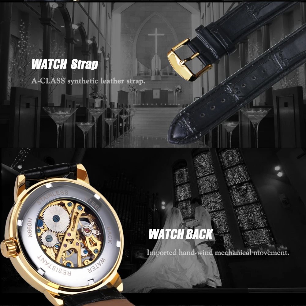 Winnaar Mechanisch Horloge Mannen Gouden Horloges Mode Luxe Lederen Band  Skeleton Horloges Mannen Goedkope Prijs Dropshipping|Mechanische Horloges|  - AliExpress