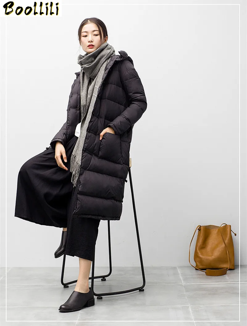 

2023 Fashion Boollili Women's Down Jackets Warm White Duck Winter Coat Female Padded Jacket Women Long Parka Abrigo Mujer