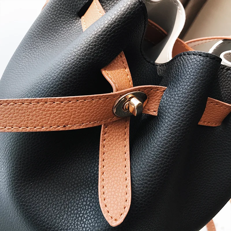 

2019 Autumn And Winter New Style Bucket Bag Belt Decoration Korean-style Solid Color One-Shoulder Diagonal Handbag