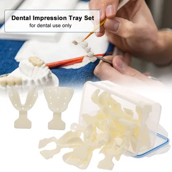 

Pack of 18pcs Dental Impression Trays Dental Supply Teeth Holder Plastic Dentist Tools Dental Tray Set Transparent