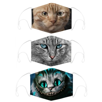 

3pcs PM2.5 Dustproof Cat Mouth Face Mask Cotton Cartoon Respirator Muffle Mouth Mask Reusable Breathable Print Face Masks