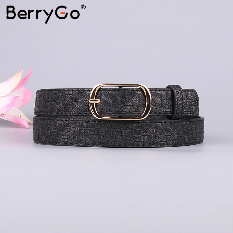 Черный BerryGo женское платье со змеиным узором джинсы кожаный пояс принт змеиной кожи женский пояс из искусственной кожи Золотая квадратная игла пояс на пряжке - Цвет: Черный