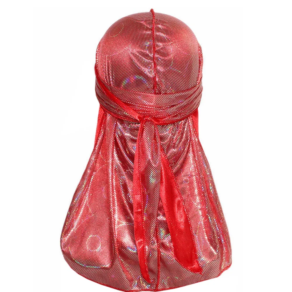 Men Durag Long Tail Du rag Hip Hop Headwrap Cap Fashion Wig Silky doo