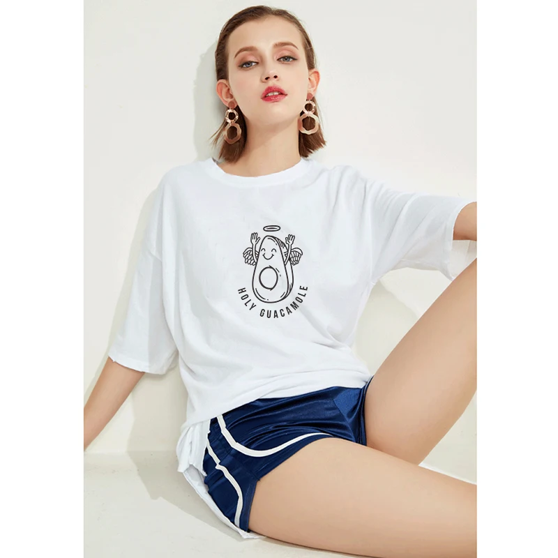 Хлопковая футболка ming white holy guacamole Женская забавная с авокадо женская kawaii ulzzang