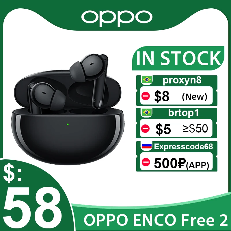 OPPO ENCO Free 2 TWS Наушники Беспроводные Bluetooth 5 3 Микрофон с шумоподавлением IP54 для RENO 6