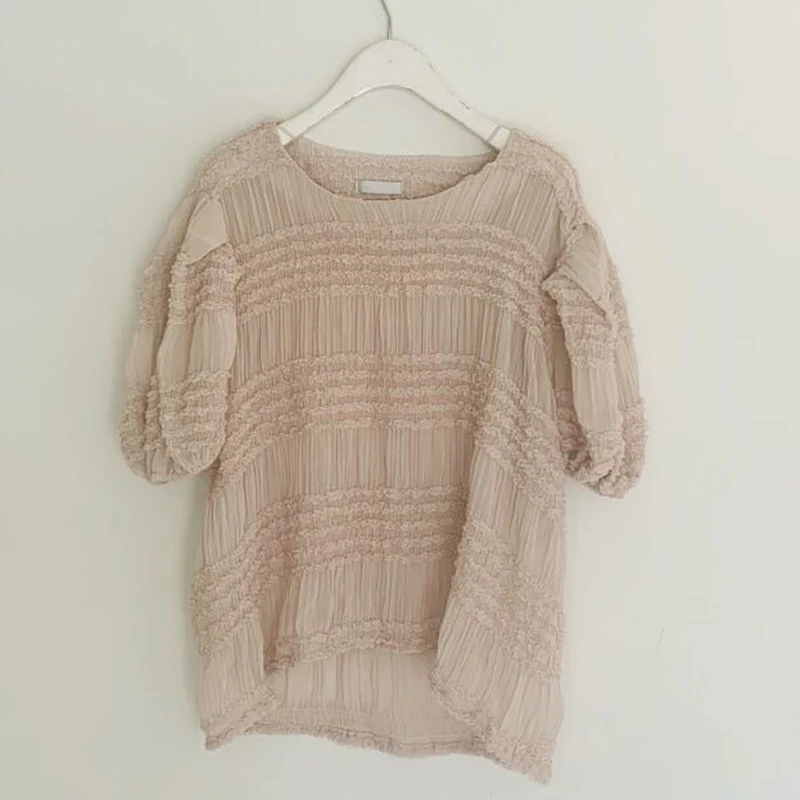 Шифоновая Блузка с рукавами-фонариками Blusa Feminina Manga Curta, Белый Топ розового цвета, корейская модная одежда, Blusas Verano Mujer 2020 Elegante Шифоновая Блузка с рукавами-фонариками Blusa Feminina Manga Curta, Белый Топ розового цвета, корейская модная одежда, Blusas Verano Mujer 2020 Elegante