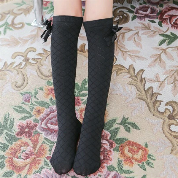 Детские черные хлопковые носки для маленьких девочек; Calcetines; леггинсы с оборками и бантом; детские гольфы для девочек на Рождество; цвет белый, розовый, серый - Цвет: Black Sock style 1