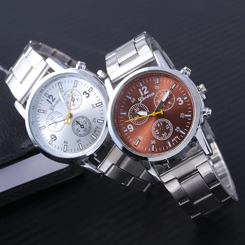 

2015 New Style Men Fake Three-Eyed Six-pin Waterproof Steel Belt Watch Steel Chain Men's Watch Multi-functional Business Watch