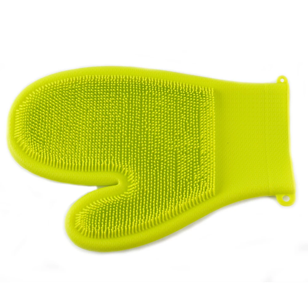 Grass Green Аксессуары силиконовые Многофункциональные бытовые нескользящие перчатки для мытья посуды кухонные термостойкие чистящие щетки для домашних животных - Цвет: Grass Green