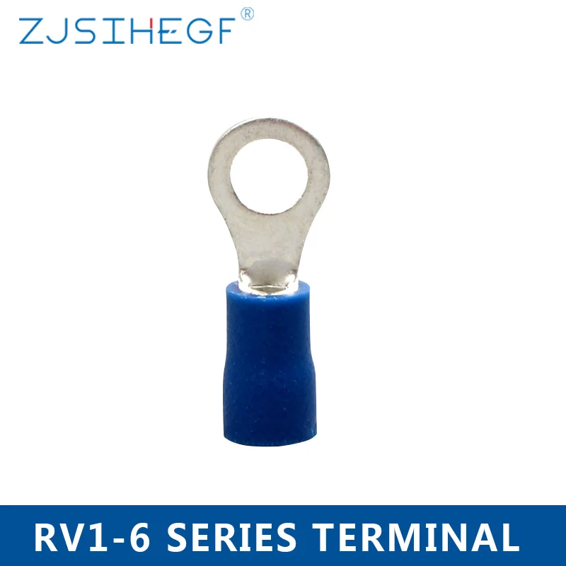

100PCS/Pack RV1-6 Blue Furcate Cable Wire Connector Furcate Pre-Insulating Fork Spade Wire Crimp Terminals