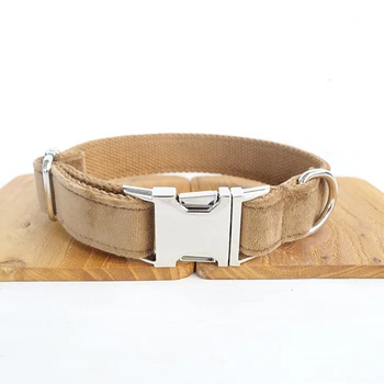 

Popular Handmade Solid Custom Dog Collar and leash 5 sizes soft pet accessory THE AMBER UDC079