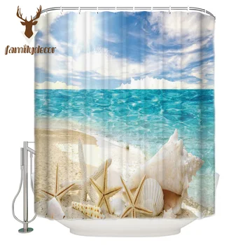 

Sunshine Beach Shell Starfish Pattern Shower Curtains Polyester Fabric Waterproof Bathroom Bath Curtain