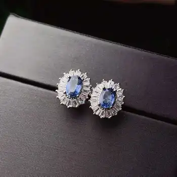 

Natural Sapphire 925 Silver Jewelry Earring Women Fine Jewelry 4x6mm