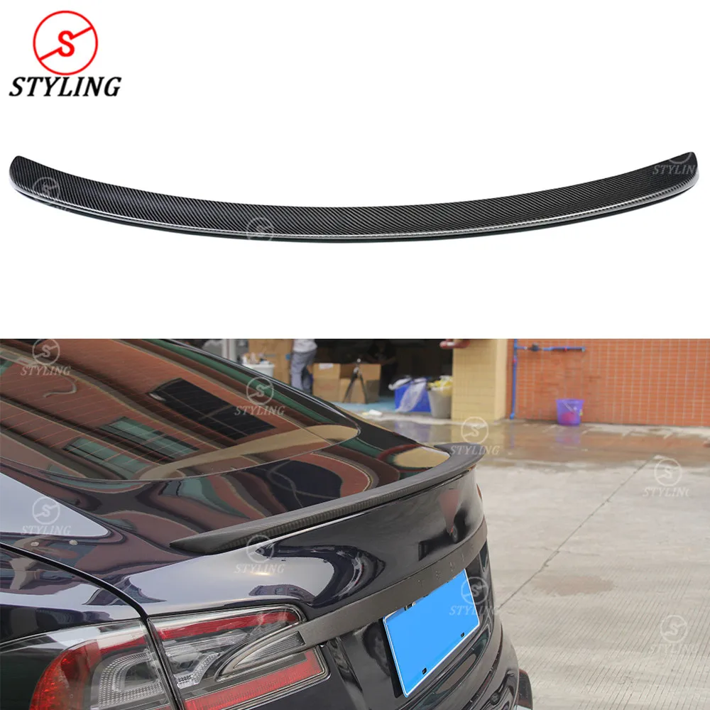 Matt Black Carbon Spoiler For Tesla Model S Carbon Rear trunk spoiler ...