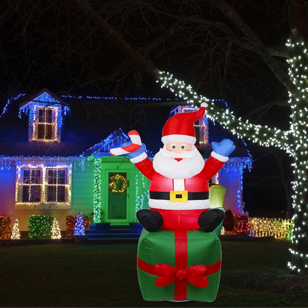 Inflatable Statue Gift Package Christmas Yard Garden Hotel Drop Ornaments 1.8M Giant Toy Supper Market Party Decor New Year