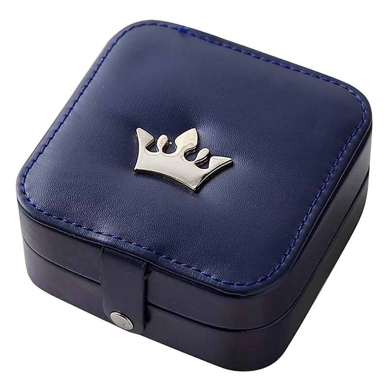 

Korean Crown Jewelry Box Organizer Travel Portable PU Ring Bracelet Earring Display Storage Round Box Case